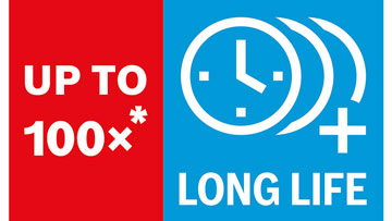 A red and blue logo with a clock and "LONG LIFE" text.