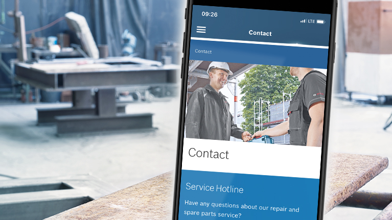 Bosch Professional App shows contact between two craftsmen.