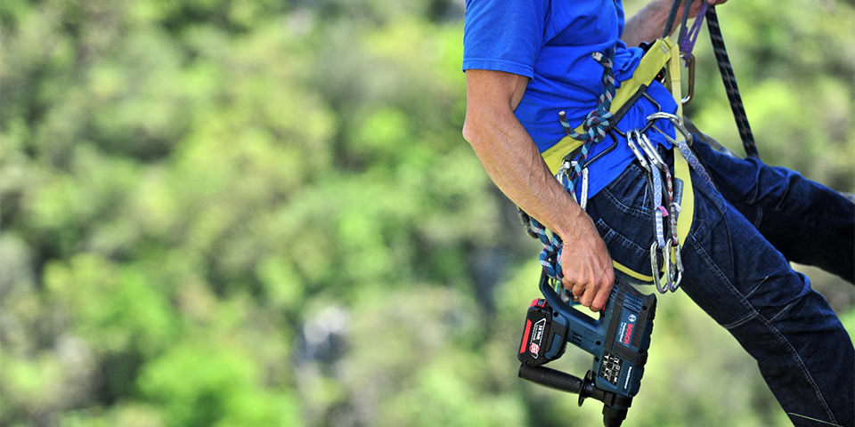 For a safe climb and for the love of bolting: Bosch Battery Powered Drill, GBH 18 V-EC