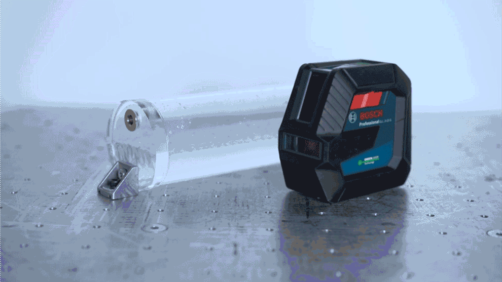 Black Bosch Professional level on a metallic surface.