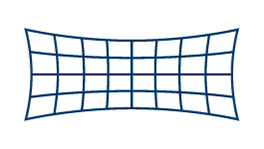 A blue grid pattern with rounded corners and even fields.