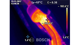 Thermographic image shows hot areas of a Bosch tool.