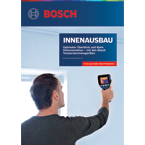 A man holds a Bosch Professional thermal imaging device against the wall.