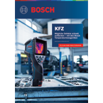 A Bosch Professional infrared thermometer is lying on a workbench.