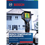 A Bosch Professional temperature measuring device in front of a house.